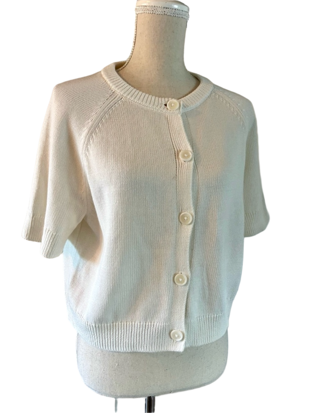 Universal Thread Cream Short Sleeve Button Cardigan 100% Cotton Size Medium NEW - Picture 5 of 13